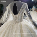 Jancember HTL1590 High Quality Long Sleeve Deep V  Bridal Gowns Wedding Dress